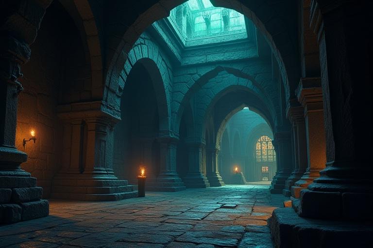 AI가 생성한 판타지 던전 컨셉 아트